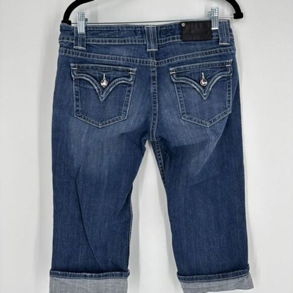 Vigoss Women's Mid-Rise Cuffed Fit Capri Jeans Blue Denim Medium Wash Size 9 - Picture 6 of 11